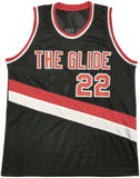 PORTLAND TRAILBLAZERS CLYDE DREXLER AUTOGRAPHED BLACK & RED JERSEY JSA 228814
