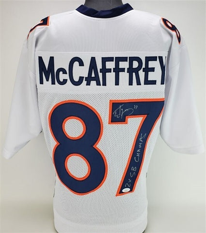 Ed McCaffrey "2x SB Champs" Signed Denver Broncos White Jersey (JSA COA) WR