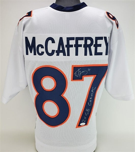 Ed McCaffrey "2x SB Champs" Signed Denver Broncos White Jersey (JSA COA) WR