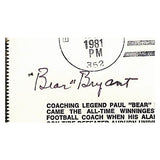 Paul "Bear" Bryant HOF Signed/Autographed FDC Envelope Alabama 1981 PSA 213996