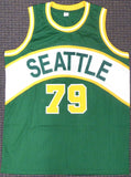 1978-79 NBA CHAMP SUPERSONICS AUTOGRAPHED GREEN JERSEY 9 SIGS WILKENS MCS 145849