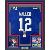 Framed Autographed/Signed Darren Waller 33x42 New York Blue Jersey JSA COA