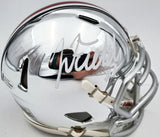 JUSTIN FIELDS AUTOGRAPHED OHIO STATE CHROME SILVER MINI HELMET BECKETT 189798