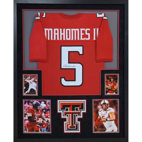 Patrick Mahomes Autographed Signed Framed Texas Tech Red Jersey JSA