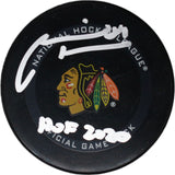 Marian Hossa Autographed Chicago Blackhawks Hockey Puck HOF 2020 Beckett 46877