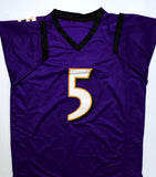 Joe Flacco Autographed Purple Pro Style Jersey-Beckett W Hologram *Black