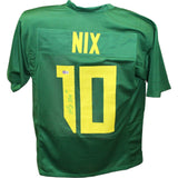 Bo Nix Autographed/Signed College Style Green Jersey Beckett 43502