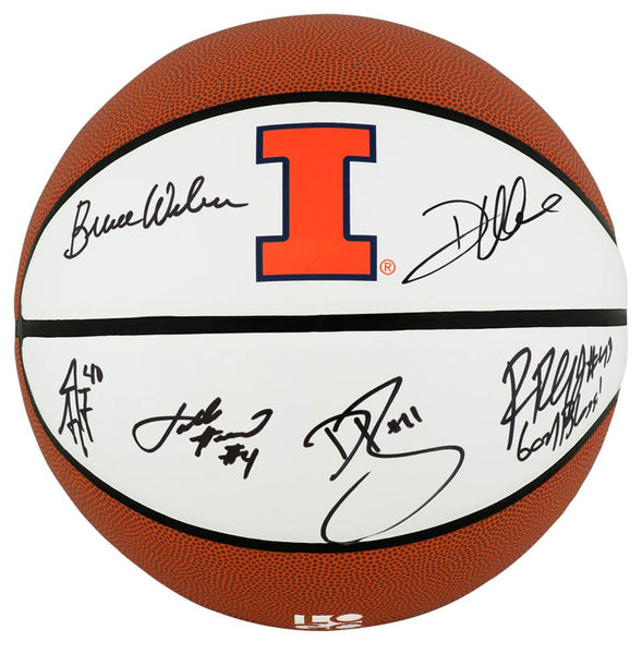 2005 Illinois Team Signed Illinois Logo Brands Basketball w/6-Sigs -SCHWARTZ COA