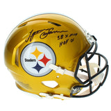 Lynn Swann Autographed "SB X MVP; HOF 01" Steelers Authentic Gold Helmet Beckett