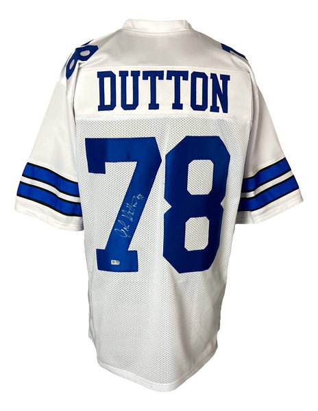 John Dutton Dallas Signed White Football Jersey Sports Integrity