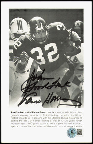 Franco Harris Autographed 5.5x8.5 Photo Steelers To John Beckett BS31970