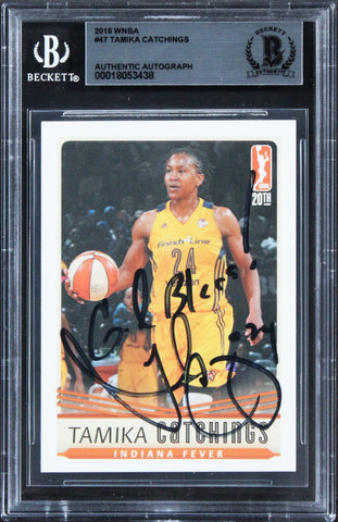 Fever Tamika Catchings "God Bless!" Signed 2016 WNBA #47 Card BAS Slabbed