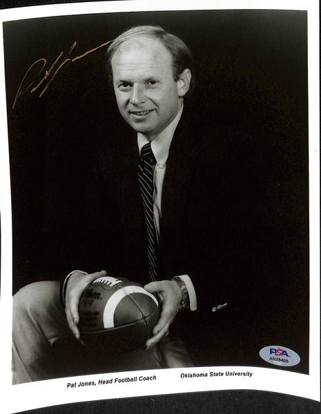 Pat Jones Signed/Auto 8x10 Photo Oklahoma State Football Coach PSA/DNA 185119