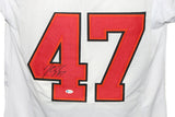 John Lynch Autographed/Signed Pro Style White XL Jersey BAS 31558