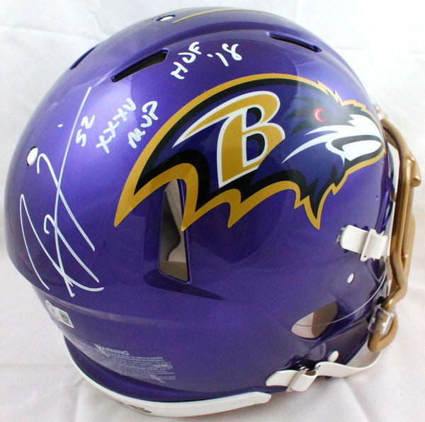 Ray Lewis Autographed Baltimore Ravens F/S Flash Speed Authentic Helmet w/2