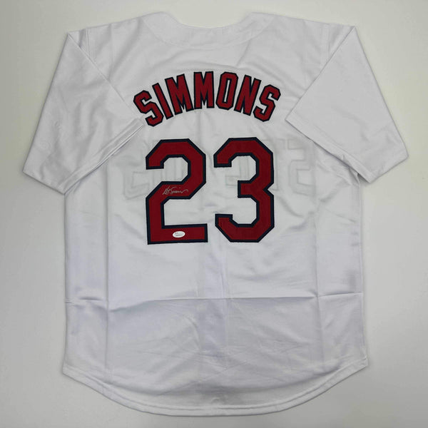 Autographed/Signed Ted Simmons St. Louis White Baseball Jersey JSA COA