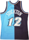 JAZZ JOHN STOCKTON AUTOGRAPHED M&N 1996-97 SPLIT JERSEY L BECKETT 224340