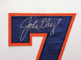 BRONCOS JOHN ELWAY AUTOGRAPHED FRAMED WHITE & BLUE JERSEY BECKETT WITNESS 233684