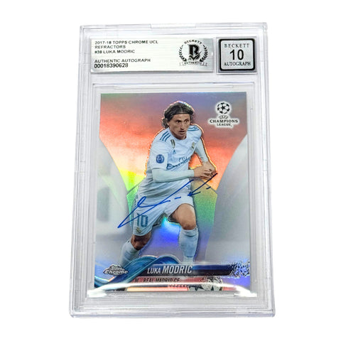 Luka Modric Signed 2017-18 Topps Chrome UCL Refractors #38 - BGS 10