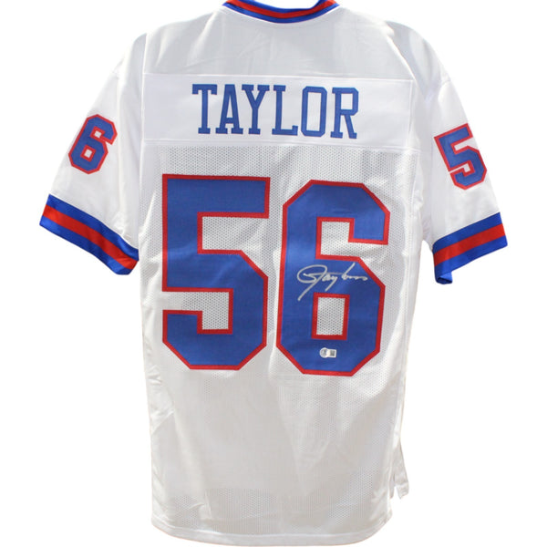 Lawrence Taylor Autographed Pro Style XL White Jersey Beckett Witness 49739
