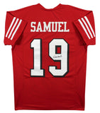 Deebo Samuel Authentic Signed Red Pro Style Jersey w/ Drop Shadow JSA