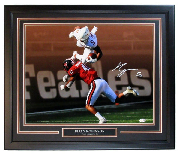 Bijan Robinson Texas Longhorns Signed/Autographed 16x20 Photo Framed JSA 209217