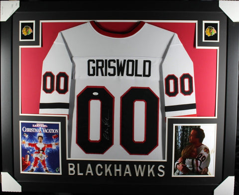 CHEVY CHASE CLARK GRISWOLD (Blackhawks SKYLINE) Signed Auto Framed Jersey JSA