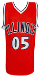 2005 Illinois Team Signed Orange Custom Basketball Jersey w/6 Sigs - (SS COA)