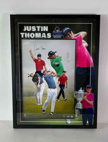 Justin Thomas Autographed 16x24 Photo in Custom LED Frame ( 25.5"x33.5") UDA