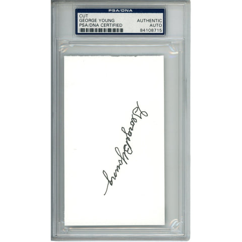 George Young Autographed New York Giants 3x5" Cut PSA Slabbed 54792