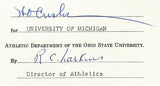 Fritz Crisler HOF Michigan Head Coach Signed/Auto Contract PSA BA199020