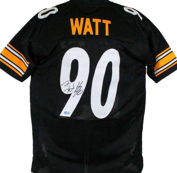 TJ Watt Autographed Black Pro Style Jersey - Beckett W Hologram *Black