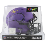 Justin Jefferson Autographed Minnesota Vikings Rave Mini Helmet Beckett 50139