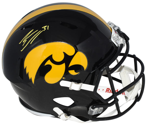 JACK CAMPBELL AUTOGRAPHED IOWA HAWKEYES FULL SIZE SPEED HELMET FANATICS