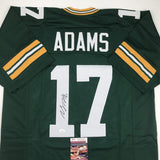 Autographed/Signed DAVANTE ADAMS Green Bay Green Football Jersey JSA COA Auto