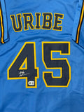 ABNER URIBE Signed Custom Replica Brewers Alternate Jersey AUTO - BAS