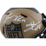 Travis Kelce Jason Kelce Autographed NFL Mini Helmet 23 Salute BAS/PSA 49065