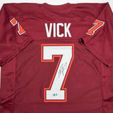 Autographed/Signed MICHAEL MIKE VICK Virginia Tech Maroon Jersey PSA COA