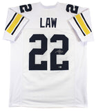 Michigan Ty Law Authentic Signed White Pro Style Jersey BAS Witnessed