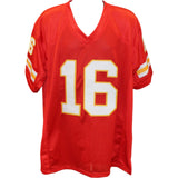 Len Dawson Autographed/Signed Pro Style Size XL Red Jersey JSA 57026