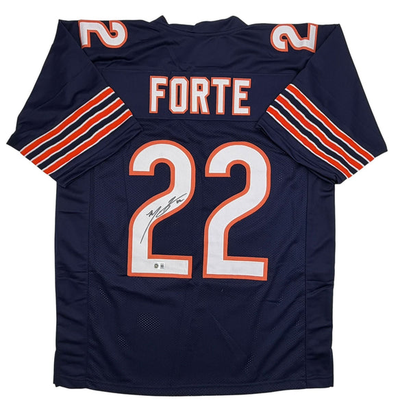 Autographed/Signed Matt Forte Chicago Blue Football Jersey Beckett BAS COA