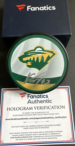 Kirill Kaprizov Signed Minnesota Wild Logo Official Game Puck Fanatics Mint Auto