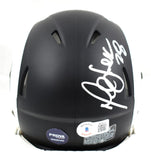 Marshall Faulk Autographed Rams Flat Black Speed Mini Helmet-Beckett W Hologram