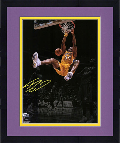 Framed Shaquille O'Neal Los Angeles Lakers Signed 11" x 14" Dunk Spotlight Photo