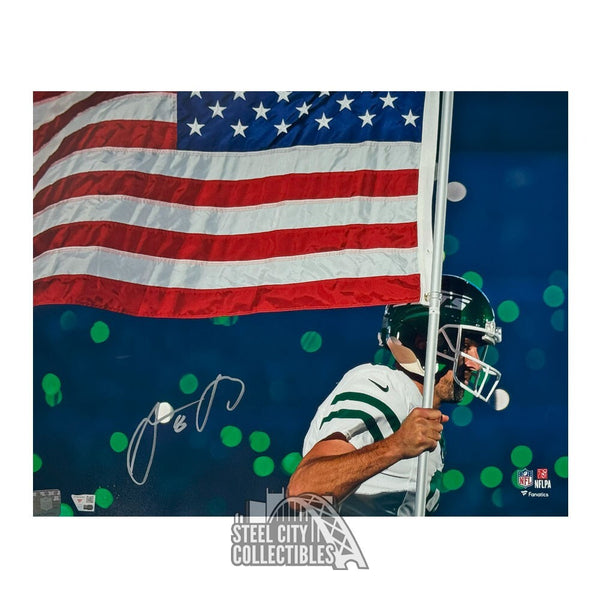Aaron Rodgers Autographed New York Jets 16x20 Photo - Fanatics (Holding Flag)