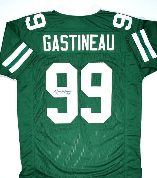 Mark Gastineau Autographed Green Pro Style Jersey- JSA Witness *Blue