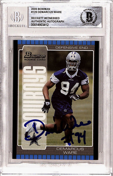 Demarcus Ware Autographed 2005 Bowman #129 Rookie Card Beckett Slab 40772