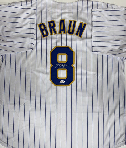 Brewers RYAN BRAUN Signed Custom Replica Retro TB Pinstripe Jersey AUTO - JSA