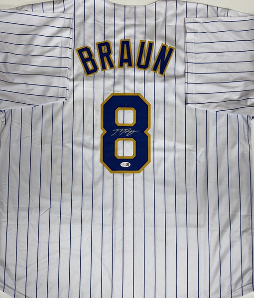 Brewers RYAN BRAUN Signed Custom Replica Retro TB Pinstripe Jersey AUTO - JSA
