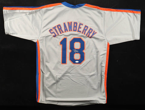 Darryl Strawberry Signed Mets Jersey (JSA) 3xNew York World Series Champion /R.F